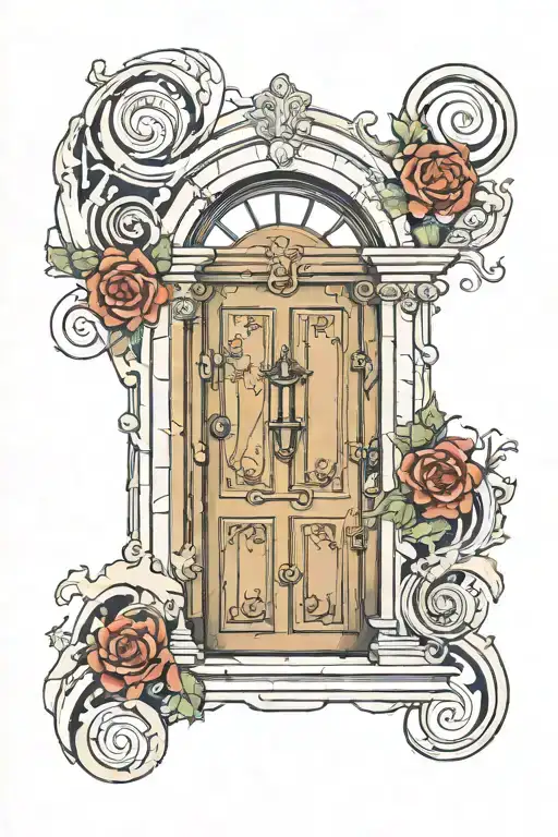 Mysterious Door With Sign 117 And Fibonacci Spiral