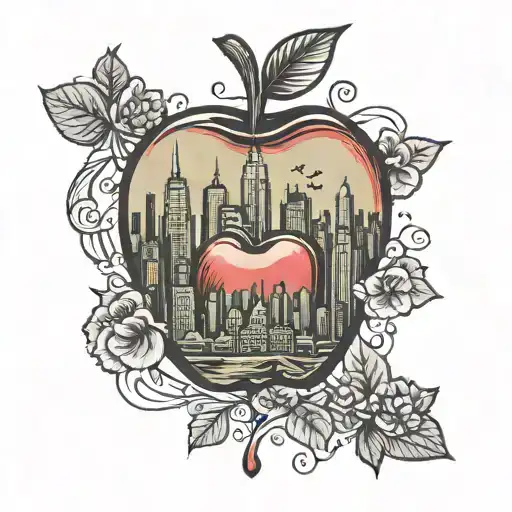 Apple And Nyc Skyline