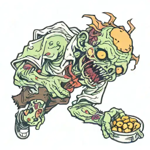 Zombie Teen Boy Eating Nuggets
