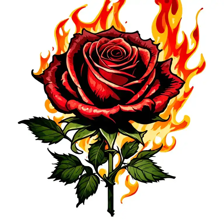 Rose With Fire Rising