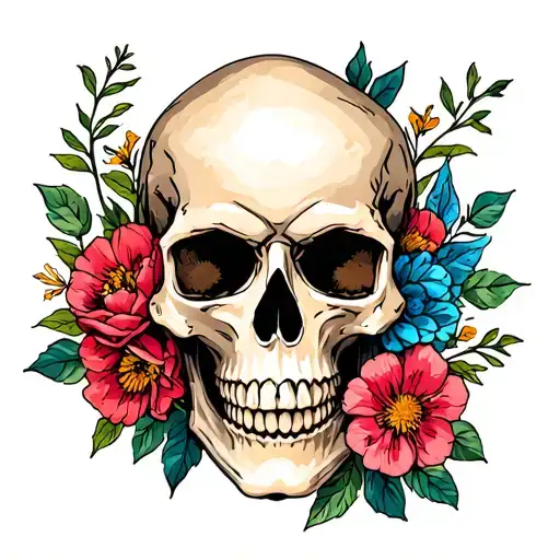Skull With Flowers