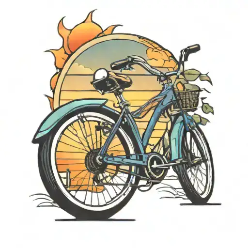 Bicycle With Sunset In The Background