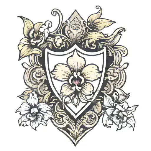 Aegis Shield Decorated With Delicate Orchid Flowers