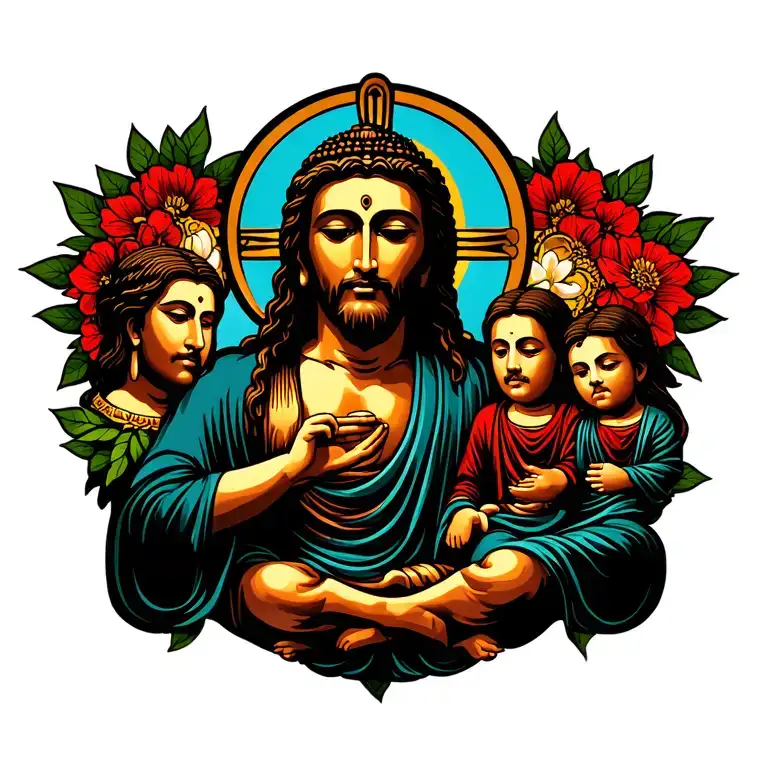 Jesus Buddha And Family