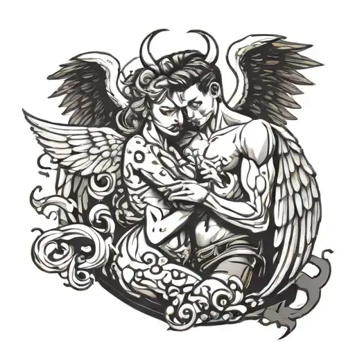 Male Angel Hug Female Devil