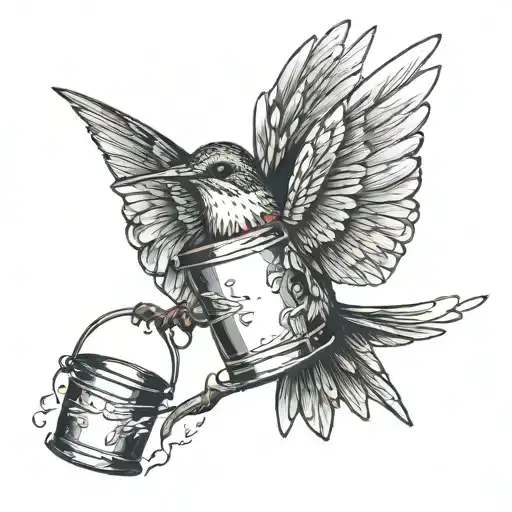 Hummingbird Carrying Bucket Of Water