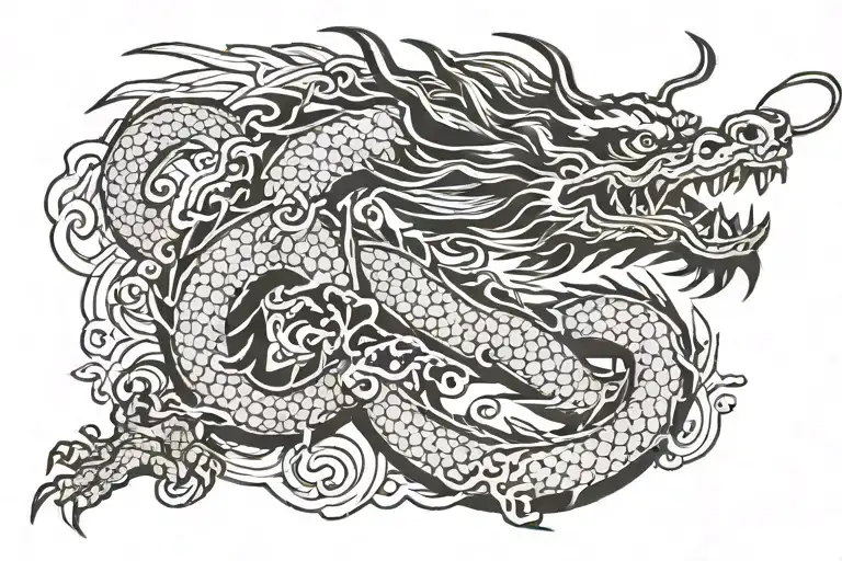 Black Japan Dragon Without Wings