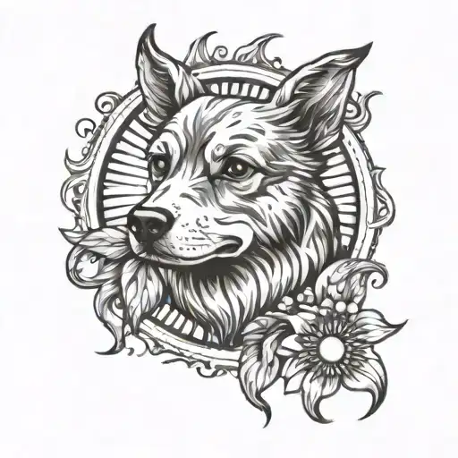 Dog Sun Fine Like Tattoo Small