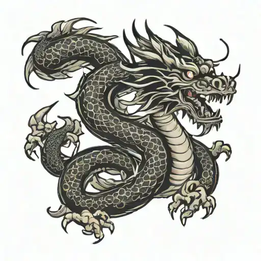Black Japan Dragon Without Wings