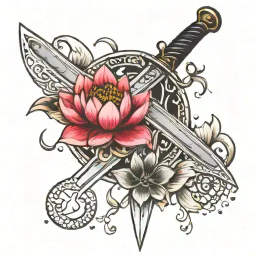 Sword Decorated With Lotus Flowers And The Moon