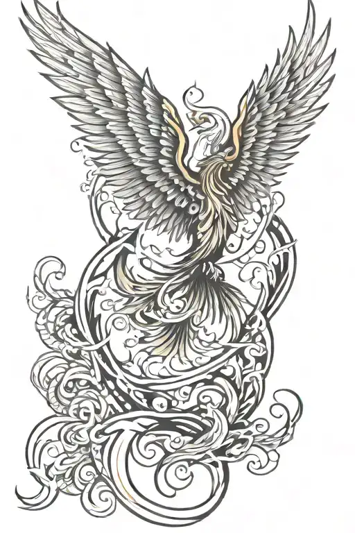 Phoenix Rising From Infinity Sign Intertwined