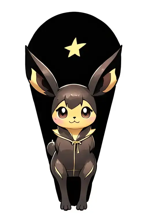 A Cute Chibi Eevee In A Onepiece Of A Shiny Umbreon