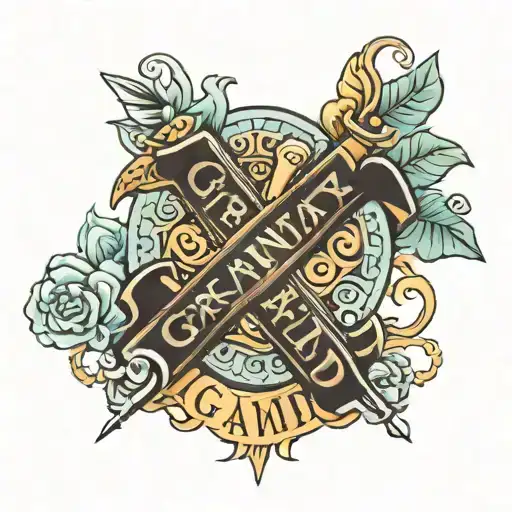 Grandad Name Tattoo With Holy Cross
