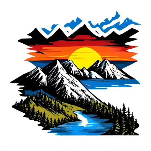 Altai Mountains And Sunset Scene