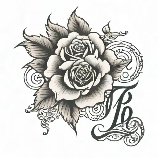 Rose With Initials Rmb