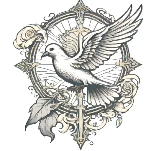 Cross In A Dove Flying