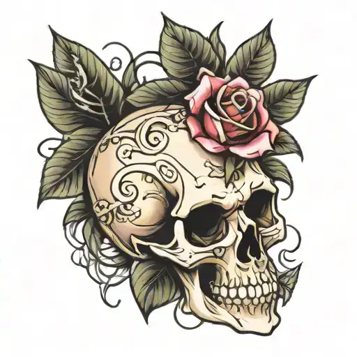 Skull Rose And Diamond