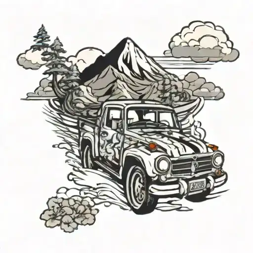 Japanese Cars And Mountains