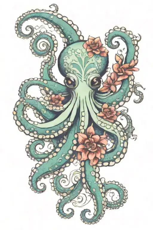 Octopus Hugging Flower Mandala