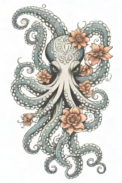 Octopus Hugging Flower Mandala