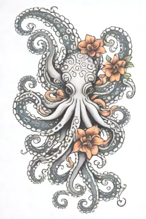 Octopus Hugging Flower Mandala