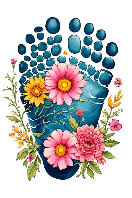 Daughters Birth Flowers And Footprint