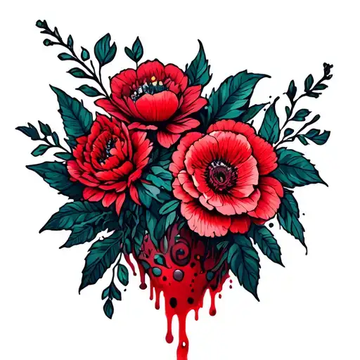 Blood Turning Into Theses Turning Into Flowers Rapped Around Eachother
