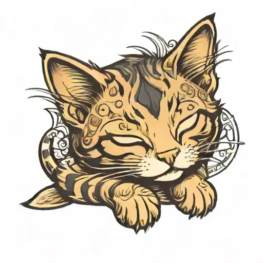 Chibi Tabby Cat Sleeping