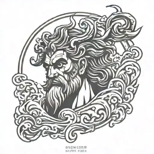 Poseidon Tattoo Stencil