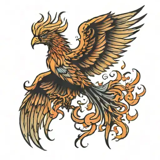 Phoenix Bird Rising From Ashes