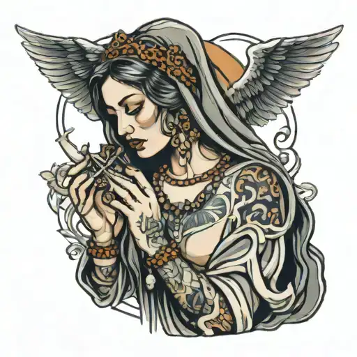 Woman Holding A Rosary