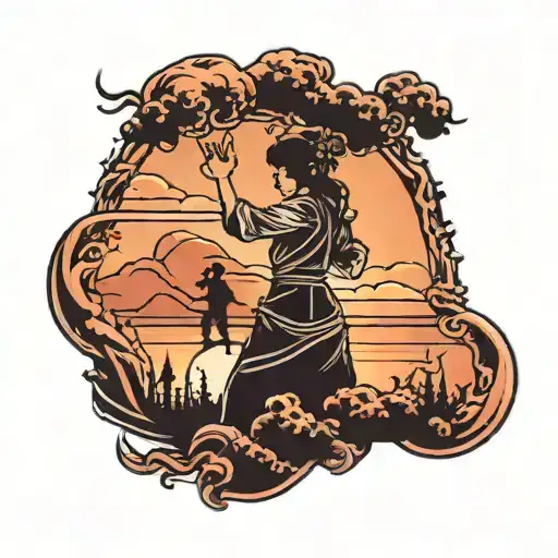 Someone Dancing With A Shadow On A Hill During A Sunset