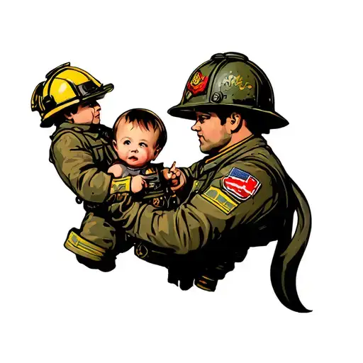 Military Fireman Save A Child