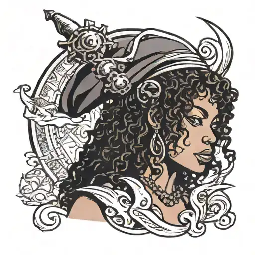 Black Female Pirate With Curly Hair