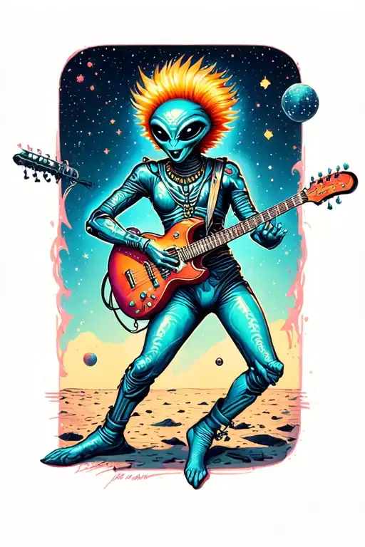 Ziggy Stardust Alien Dancing At A Concert On The Moon