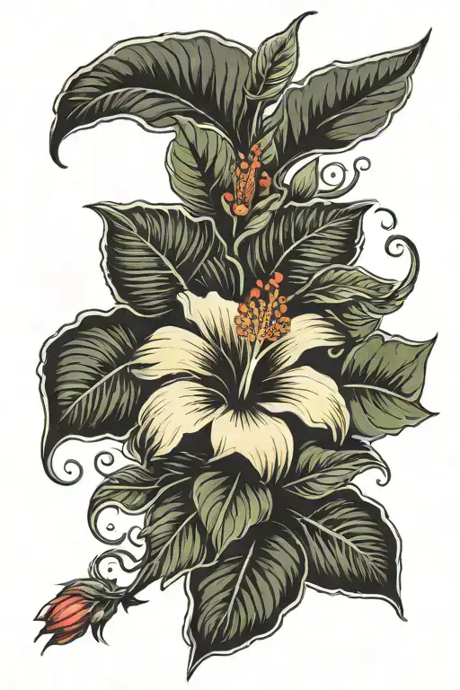Hibiscus Flower On Thigh