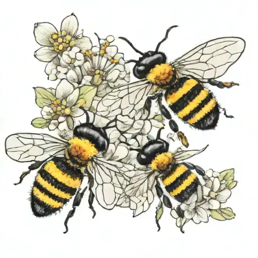 3 Bees With A Short Pollen Trail