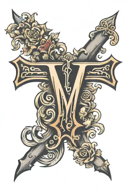 Letter M And Cross