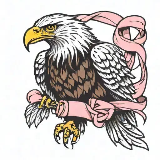 Eagle With Pink Ribbon And Black Ribbon