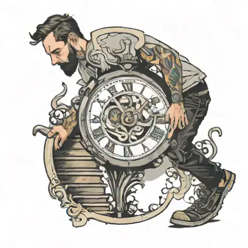 Man Walking Up Stairs Intro A Broken Big Watch Surrounded