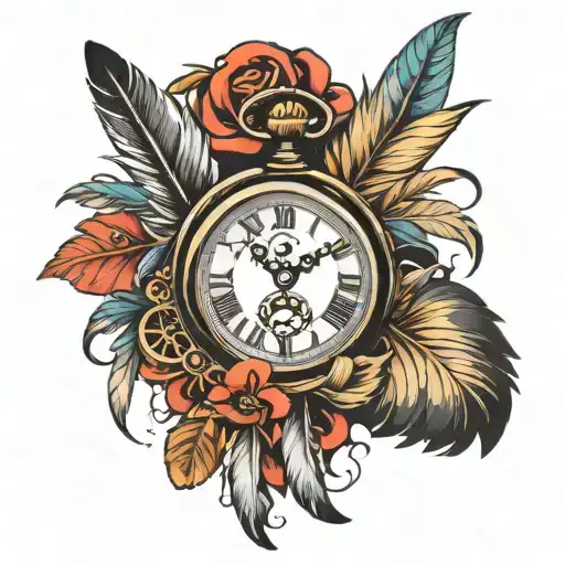 Fob Watch And Feathers