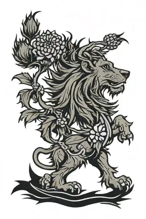 Thistle Scotland Rampant Lion Surrounded
