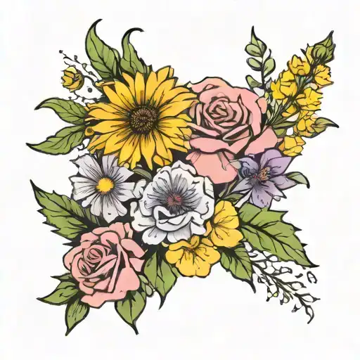 Dandelion Rose Iris Violet Primrose Bouquet