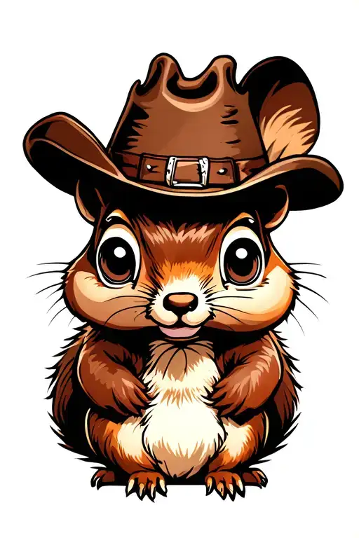 Cartoon Squirrel Wearing Cow Boy Hat