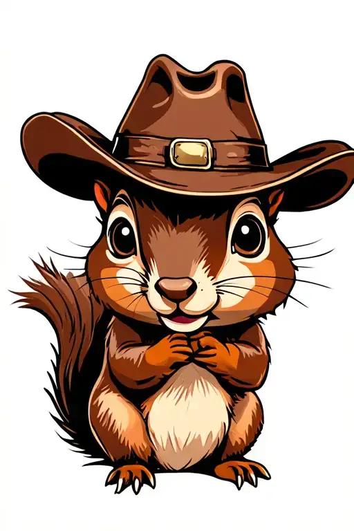 Cartoon Squirrel Wearing Cow Boy Hat