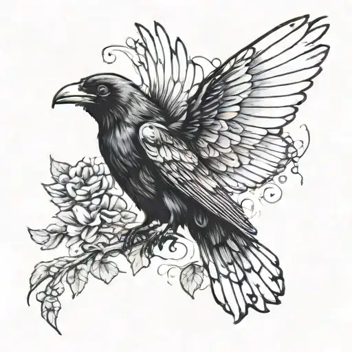 A Crow With Butterfly Wings Flying