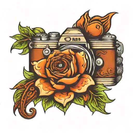 Om With Camera Tattoo Design Featuring