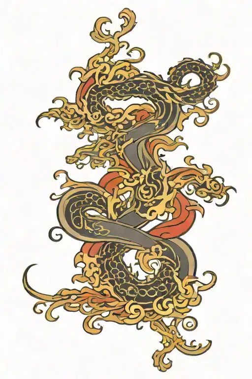 Chinese Scroll Twining Around A Silouette