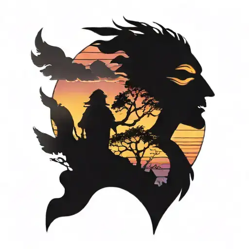 Shadow Person With Colourful Sunset Sky