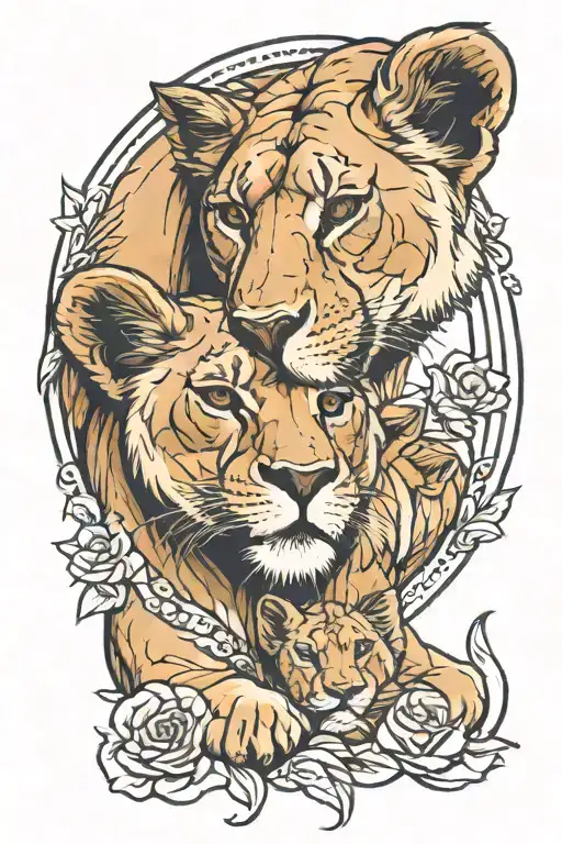 Lioness And Baby Cub Looking At Each Other